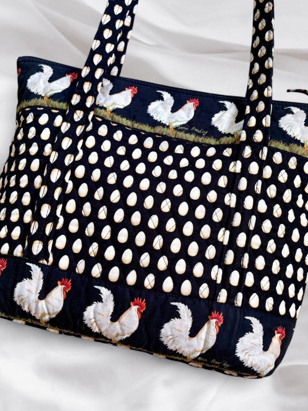 90s Vera Bradley Chanticleer Chicken Paddy Tote Bag - Picture 2 of 7